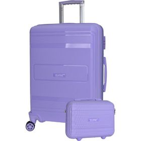 Elatae V305 Premium Lila Polipropilen Büyük ve Makyaj Boy 2'li Kırılmaz Valiz Seti