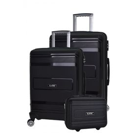 Elatae V305 Siyah Premium Poliropilen Büyük-Orta-Makyaj 3'lü Kırılmaz Valiz Seti