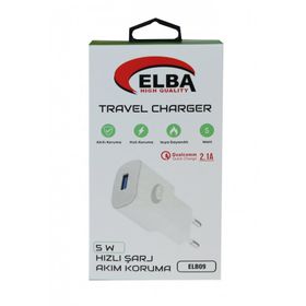 ELBA ELB09 Beyaz 5W 2.1A Hızlı Şarj Akıllı Koruma USB Ev Şarj Kafa