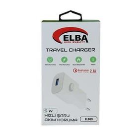 ELBA ELB09 Beyaz 5W 2.1A Hızlı Şarj Akıllı Koruma USB Ev Şarj Kafa