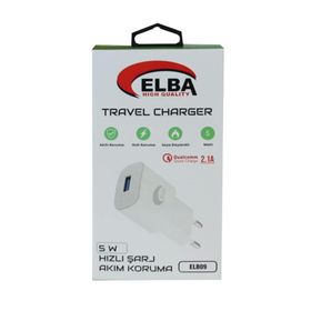 ELBA ELB09 Beyaz 5W 2.1A Hızlı Şarj Akıllı Koruma USB Ev Şarj Kafa