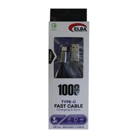 Elba ELB34-TYP Type-C 1 m 3 A Hasırlı Hızlı Şarj Siyah Kablo