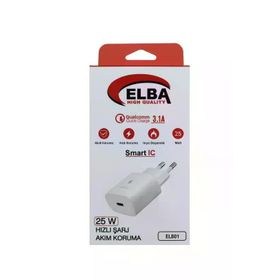 Elba ELB42 Beyaz 25W USB-C PD3.0 QC4.0 Şarj Kafası ve iPhone Kablo