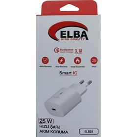 Elba ELB42 Beyaz 25W USB-C PD3.0 QC4.0 Şarj Kafası ve iPhone Kablo