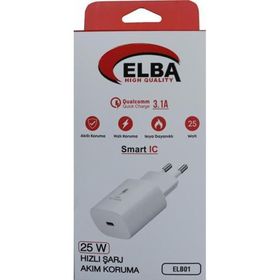 Elba ELB42 Beyaz 25W USB-C PD3.0 QC4.0 Şarj Kafası ve iPhone Kablo