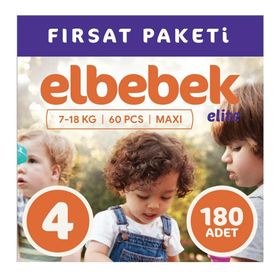 Elbebek Elite No:4 Maxi 180 Adet Bebek Bezi