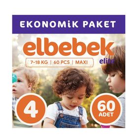 Elbebek Elite No:4 Maxi 60 Adet Bebek Bezi