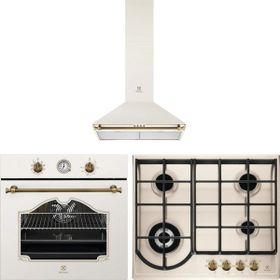 Electrolux Rococo EOA5220AOV - EGH6343RON - EFC226V Rustik Krem 3'lü Ankastre Set