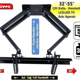 Electroon 32-55 Çift Kollu Hareketli LCD-LED TV Askı Aparatı