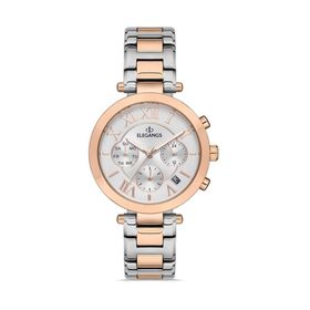 Elegangs El2448-10 Gri-Sarı Kadın Kol Saati