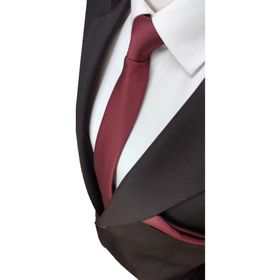 Elegante Cravatte KD032 Bordo Renk Armürlü Desen Kravat ve Mendil Seti