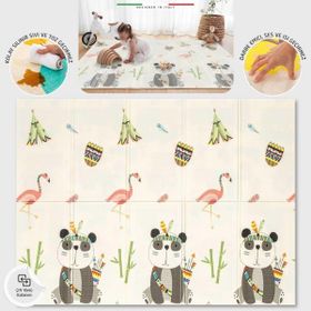 Elele Krem Rengi 150x200 cm Panda Katlanabilir Oyun Matı ve Halısı