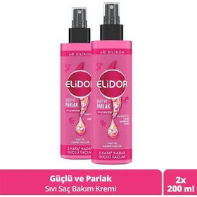 Elidor 2x200 ml Superblend Güçlü ve Parlak E Vitamini Makademya Yağı Kolajen Sıvı Saç Bakım Kremi