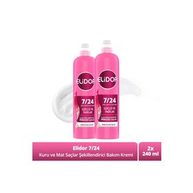 Elidor 2x240 ml 7/24 Şekillendirici Güçlü Parlak Kuru ve Mat Saçlar Saç Bakım Kremi