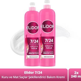 Elidor 2x240 ml 7/24 Şekillendirici Güçlü Parlak Kuru ve Mat Saçlar Saç Bakım Kremi