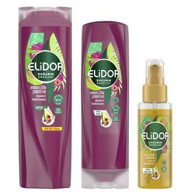 Elidor Avokado ve Üzüm Çekirdeği Yağı 400 ml Şampuan + 350 ml Saç Kremi + 80 ml Serum Bakım Yağı