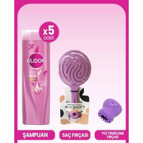 Elidor Superblend Güçlü ve Parlak 5x325 ml Şampuan + Saç ve Yüz Fırçası
