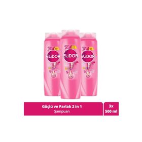 Elidor Superblend Güçlü ve Parlak E Vitamini Makademya Yağı Kolajen 3x500 ml Saç Bakım Şampuanı