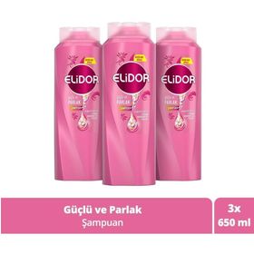 Elidor Superblend Güçlü ve Parlak E Vitamini Makademya Yağı Kolajen 3x650 ml Saç Bakım Şampuanı