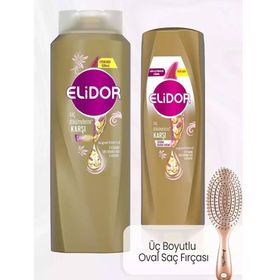 Elidor Superblend Saç Dökülmelerine Karşı Şampuan 500 ml Serum Bakım Kremi 350 ml ve Üç Boyutlu Oval Saç Fırçası