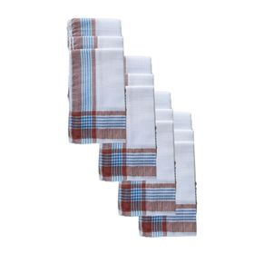 Elif Mira 12'li 30x30 cm Pamuklu Şah El Cep Yaka Kumaş Mendil