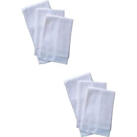 Elif Mira 6'lı 36x36 cm Pamuklu TM Beyaz El Cep Yaka Kumaş Mendil