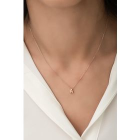 Elika PP2200 Harf Kolye Üç Boyutlu A Harfi Rose Altın Kaplama 925 Ayar Gümüş