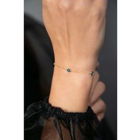 Elika Silver 925 Ayar Altın Kaplama Nazarlı Kadın Gümüş Bileklik