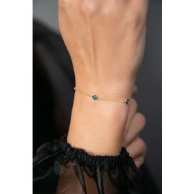 Elika Silver 925 Ayar Altın Kaplama Nazarlı Kadın Gümüş Bileklik