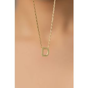 Elika Silver 925 Ayar Altın Kaplama Üç Boyutlu D Harf Model Kadın Gümüş Kolye