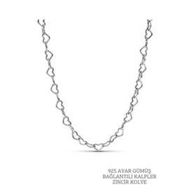 Elika Silver 925 Ayar Bağlantılı Kalpler Kadın Gümüş Kolye