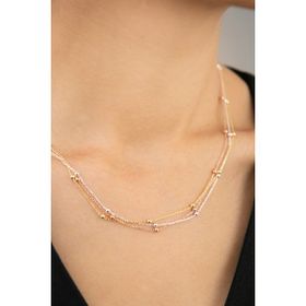 Elika Silver 925 Ayar Dorika Top Detaylı 3 Renk Kadın Gümüş Kolye