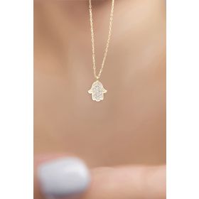 Elika Silver 925 Ayar Fatma Ana Eli Kadın Gümüş Kolye