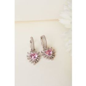 Elika Silver 925 Ayar Gümüş Baget Taşlı Kalp Küpe