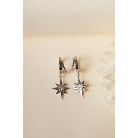 Elika Silver 925 Ayar Gümüş Çift Taşlı Kutup Model Küpe