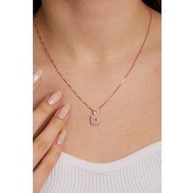Elika Silver 925 Ayar Gümüş Küp Zincirli Baget Model Rose Kolye