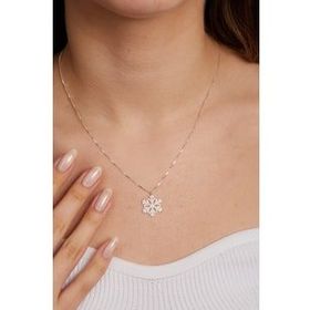 Elika Silver 925 Ayar Gümüş Küp Zincirli Kar Tanesi Kolye