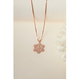 Elika Silver 925 Ayar Gümüş Küp Zincirli Kar Tanesi Rose Kolye