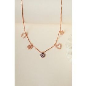 Elika Silver 925 Ayar Gümüş Küp Zincirli Şans Rose Kolye