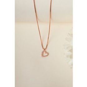 Elika Silver 925 Ayar Gümüş Küp Zincirli Zarif Kalp Model Rose Kolye
