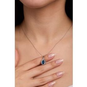 Elika Silver 925 Ayar Gümüş Mavi Dönence Kolye