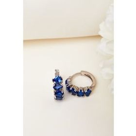 Elika Silver 925 Ayar Gümüş Mavi Sıra Taşlı Küpe