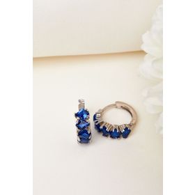 Elika Silver 925 Ayar Gümüş Mavi Sıra Taşlı Küpe