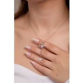 Elika Silver 925 Ayar Gümüş Melek Kanatlı Kalp Kolye