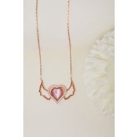 Elika Silver 925 Ayar Gümüş Pembe Kalp Kolye