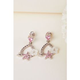 Elika Silver 925 Ayar Gümüş Pempe Kamelya Çiçeği Küpe