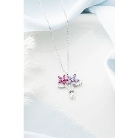 Elika Silver 925 Ayar Gümüş Renkli Çiçek Buketi Model Kolye