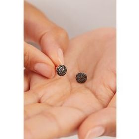 Elika Silver 925 Ayar Gümüş Siyah Taşlı Küpe