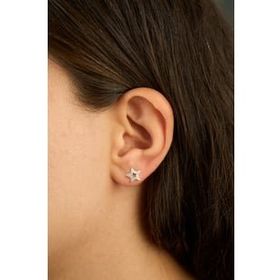Elika Silver 925 Ayar Gümüş Zirkon Taşlı Yıldız Model Küpe