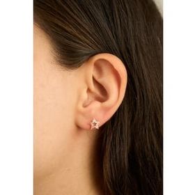 Elika Silver 925 Ayar Gümüş Zirkon Taşlı Yıldız Model Küpe